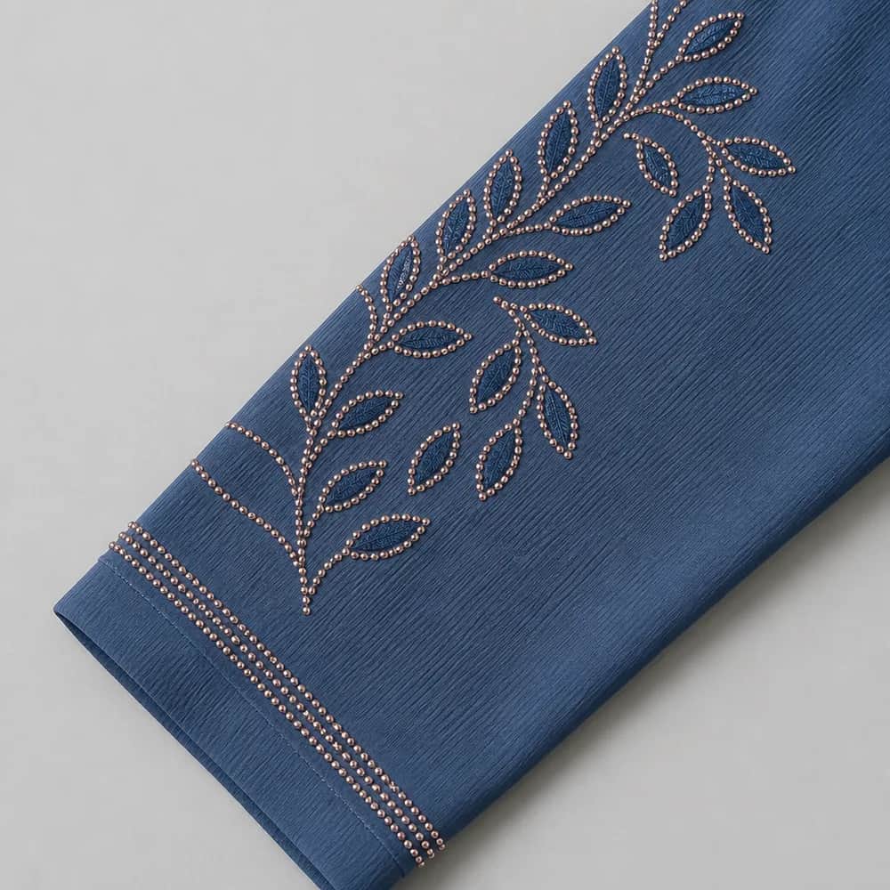 Rose Gold Leaf Embroidered Abaya