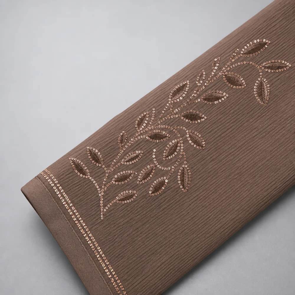 Rose Gold Leaf Embroidered Abaya