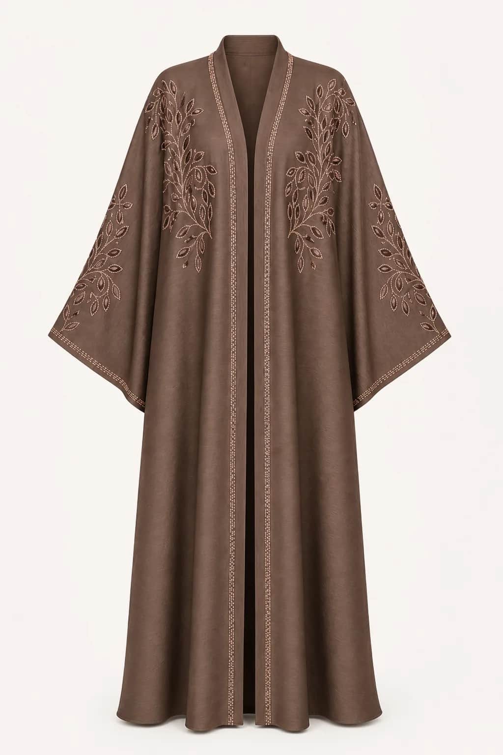 Rose Gold Leaf Embroidered Abaya