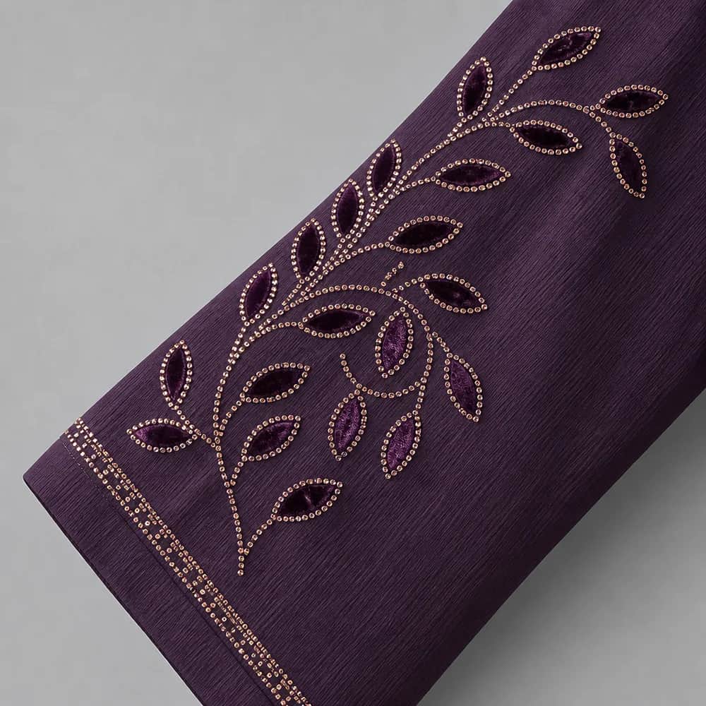 Rose Gold Leaf Embroidered Abaya