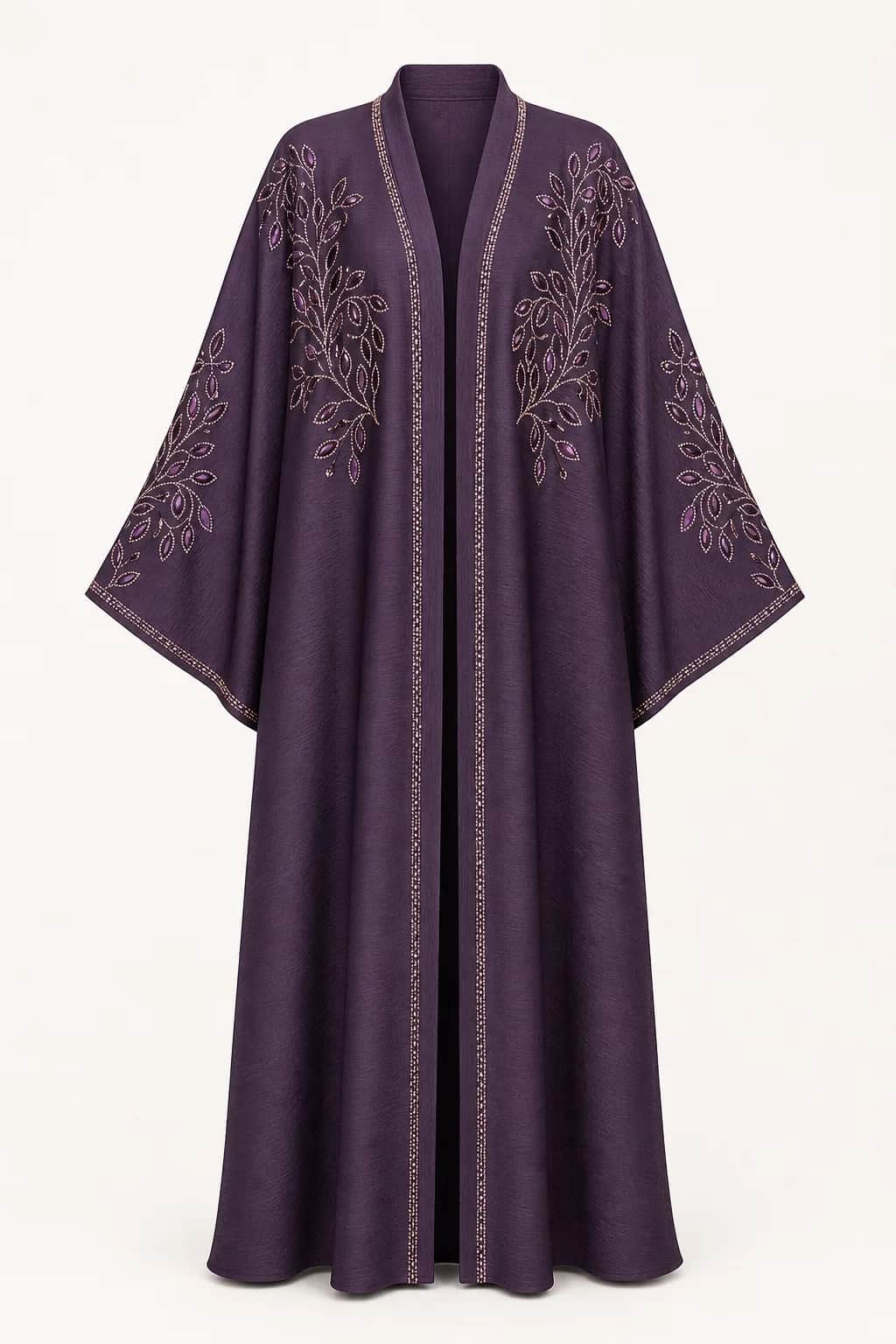 Rose Gold Leaf Embroidered Abaya