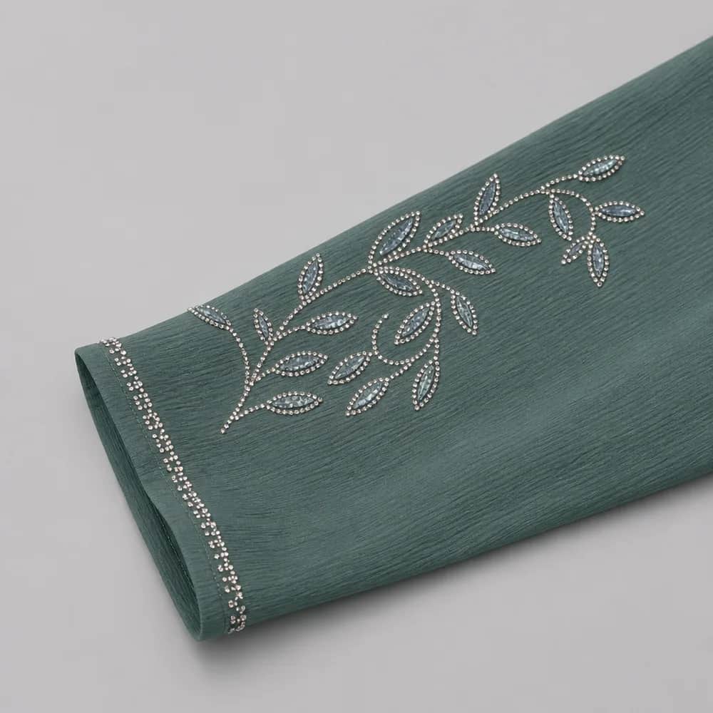 Rose Gold Leaf Embroidered Abaya