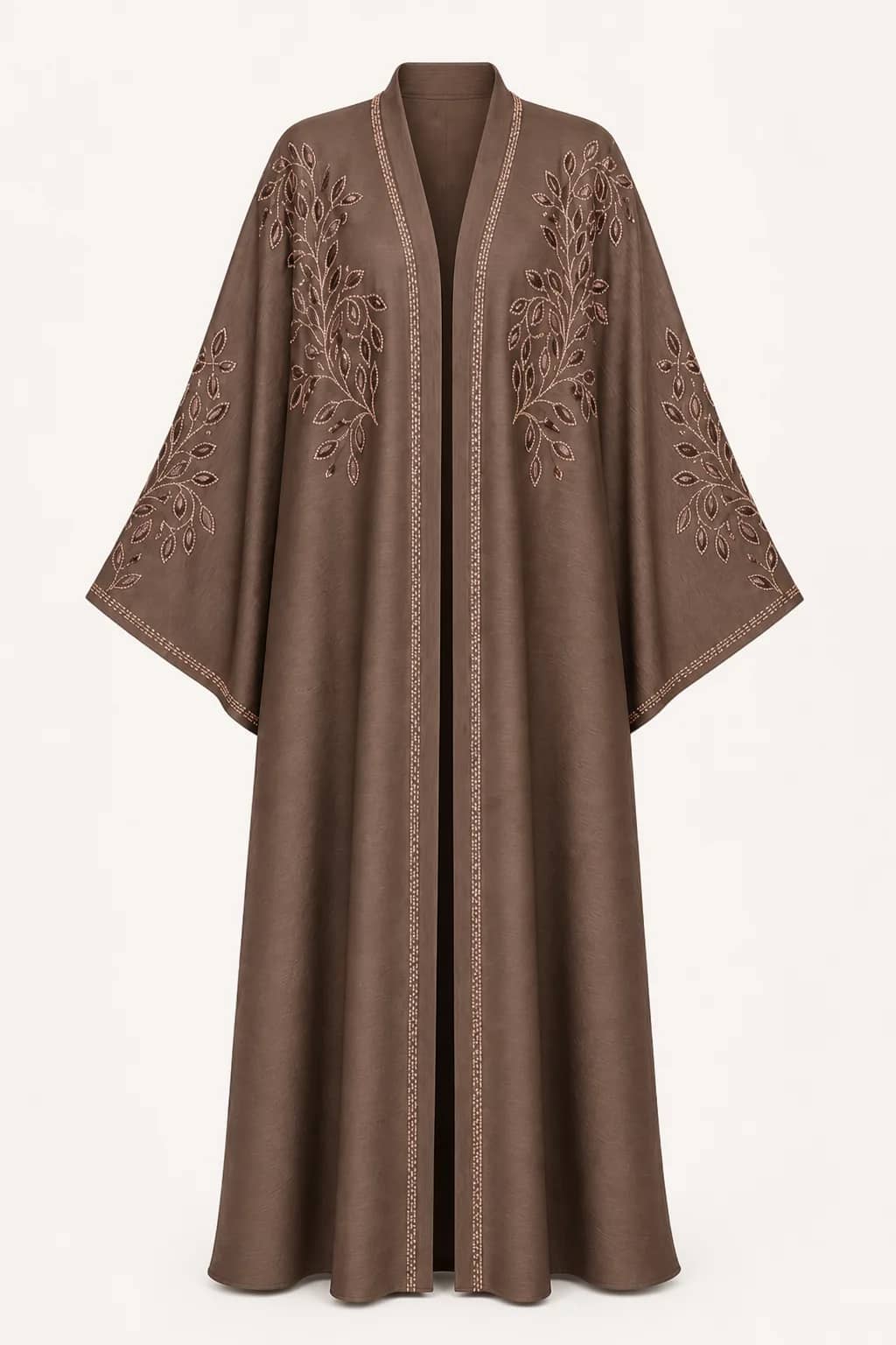 Rose Gold Leaf Embroidered Abaya